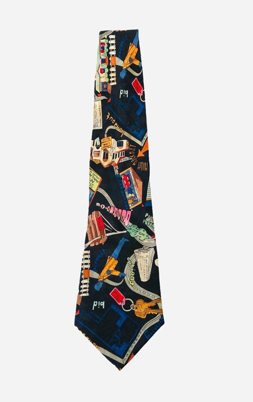 Nicole Miller 1993 Very Colorful Real Estate Mens Tie Silk